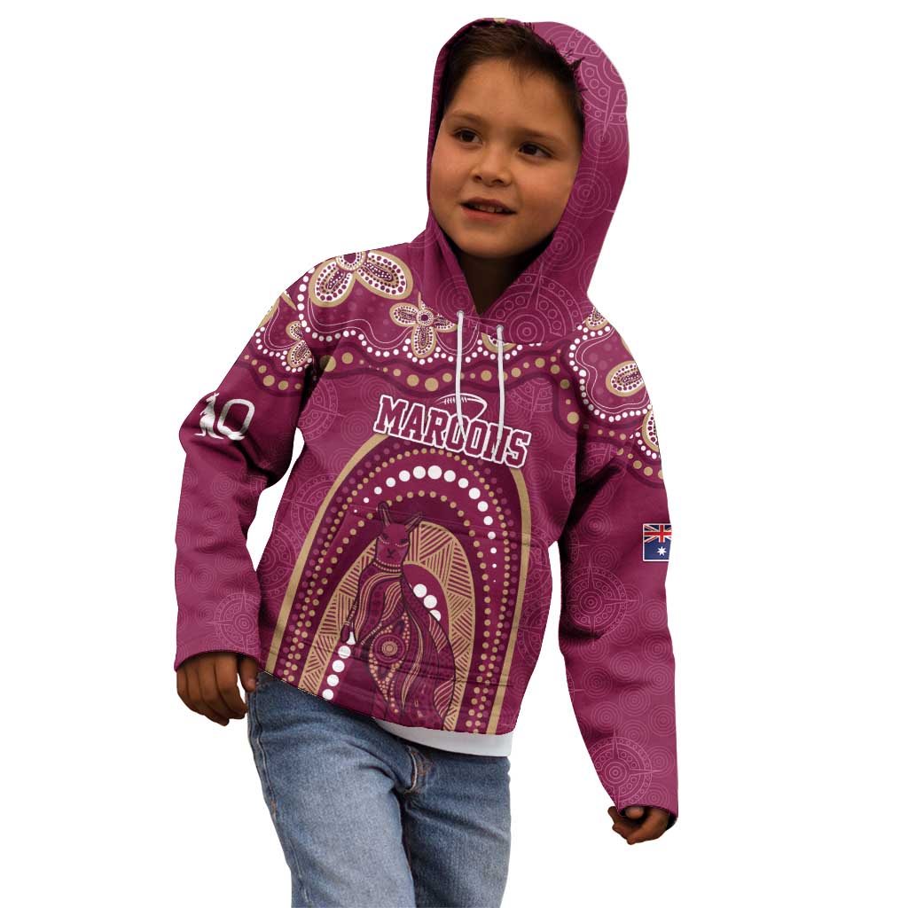 Personalized Australia QLD Rugby Indigenous Series Kid Hoodie Maroons Kangaroos