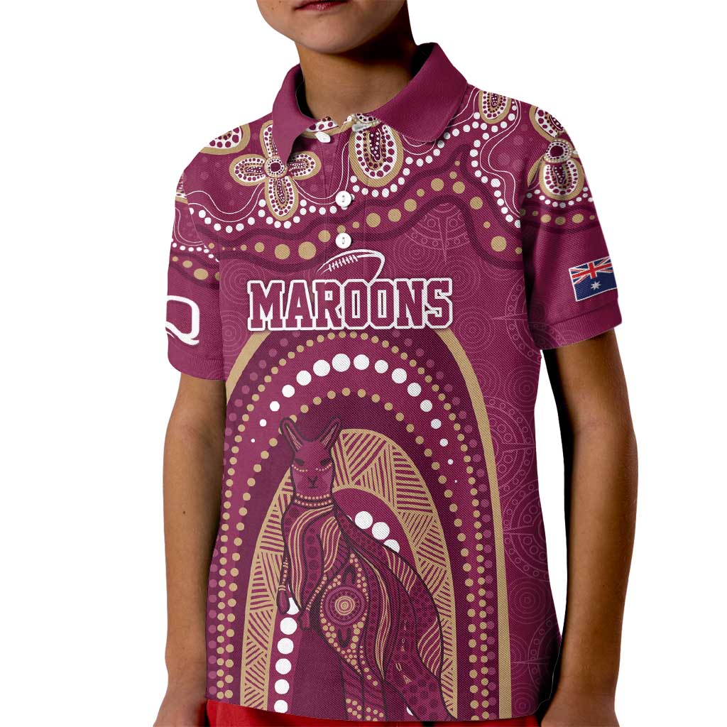 Personalized Australia QLD Rugby Indigenous Series Kid Polo Shirt Maroons Kangaroos