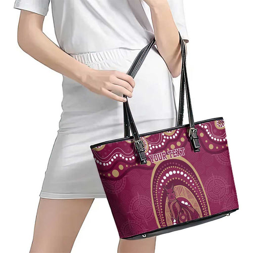 Personalized Australia QLD Rugby Indigenous Series Leather Tote Bag Maroons Kangaroos