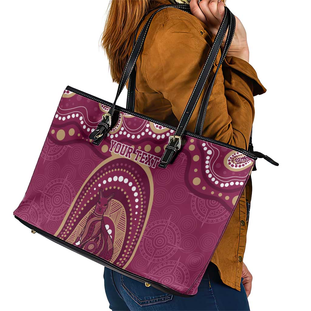 Personalized Australia QLD Rugby Indigenous Series Leather Tote Bag Maroons Kangaroos