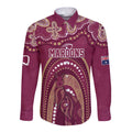 Personalized Australia QLD Rugby Indigenous Series Long Sleeve Button Shirt Maroons Kangaroos