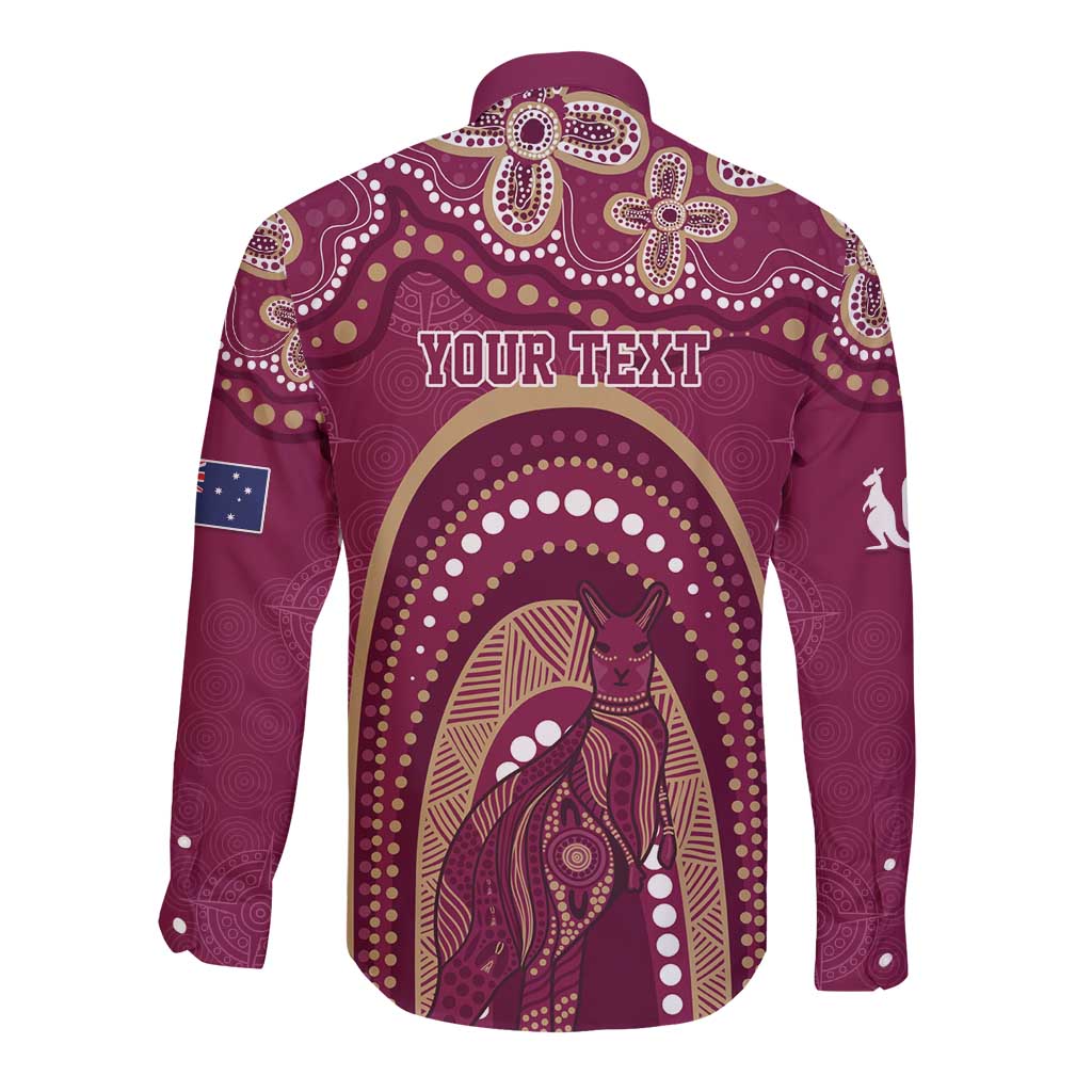 Personalized Australia QLD Rugby Indigenous Series Long Sleeve Button Shirt Maroons Kangaroos
