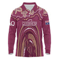 Personalized Australia QLD Rugby Indigenous Series Long Sleeve Polo Shirt Maroons Kangaroos