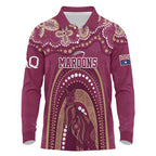 Personalized Australia QLD Rugby Indigenous Series Long Sleeve Polo Shirt Maroons Kangaroos