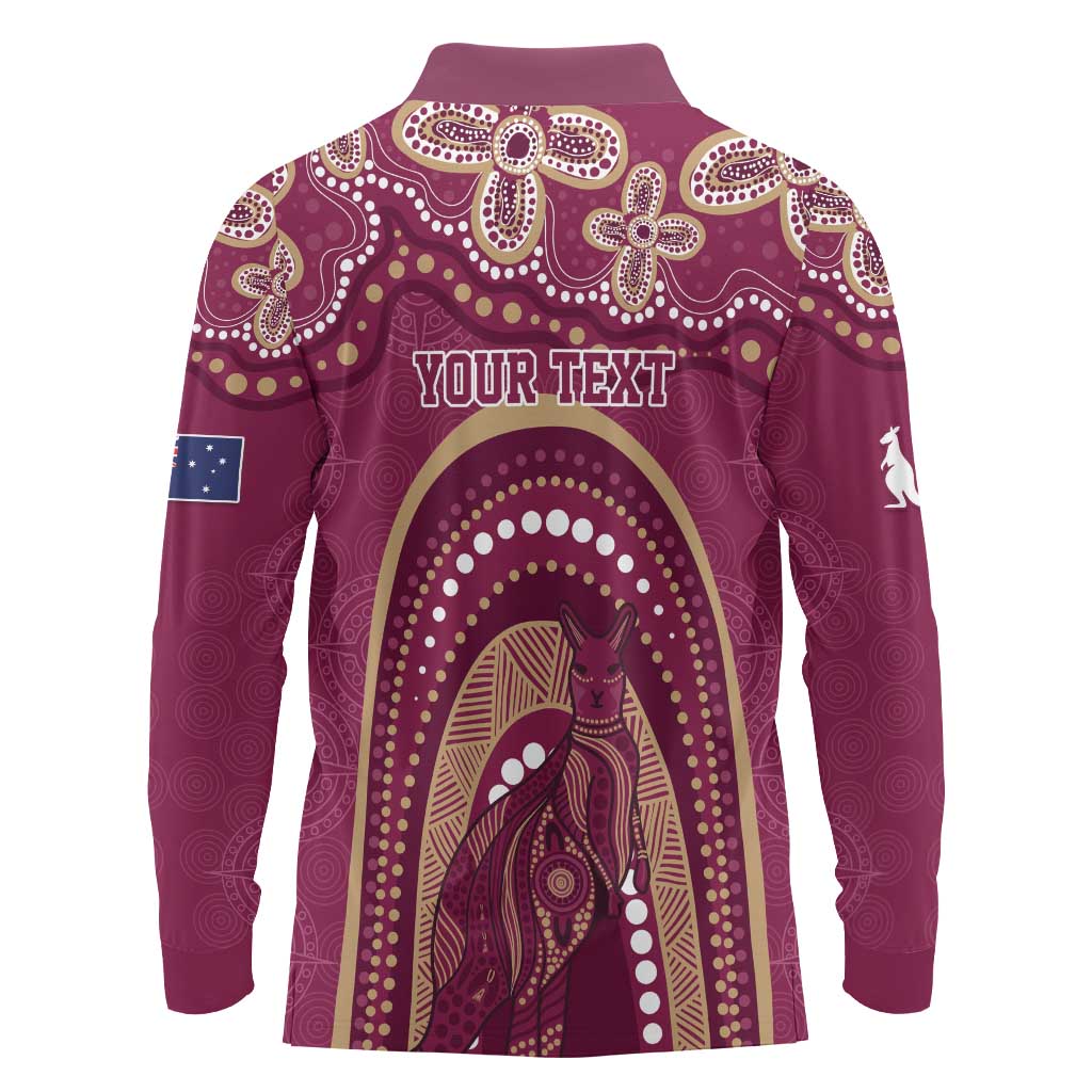 Personalized Australia QLD Rugby Indigenous Series Long Sleeve Polo Shirt Maroons Kangaroos