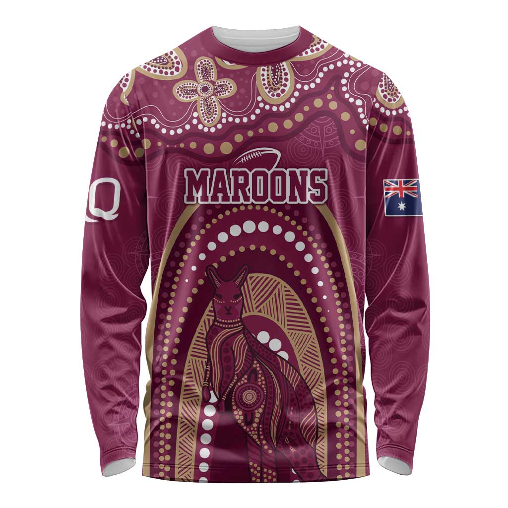 Personalized Australia QLD Rugby Indigenous Series Long Sleeve Shirt Maroons Kangaroos