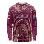 Personalized Australia QLD Rugby Indigenous Series Long Sleeve Shirt Maroons Kangaroos