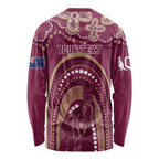 Personalized Australia QLD Rugby Indigenous Series Long Sleeve Shirt Maroons Kangaroos