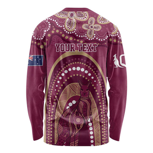 Personalized Australia QLD Rugby Indigenous Series Long Sleeve Shirt Maroons Kangaroos