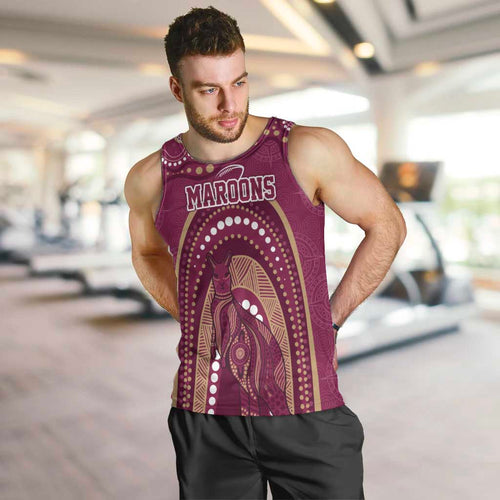 Personalized Australia QLD Rugby Indigenous Series Men Tank Top Maroons Kangaroos