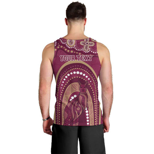Personalized Australia QLD Rugby Indigenous Series Men Tank Top Maroons Kangaroos