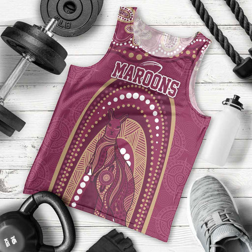 Personalized Australia QLD Rugby Indigenous Series Men Tank Top Maroons Kangaroos