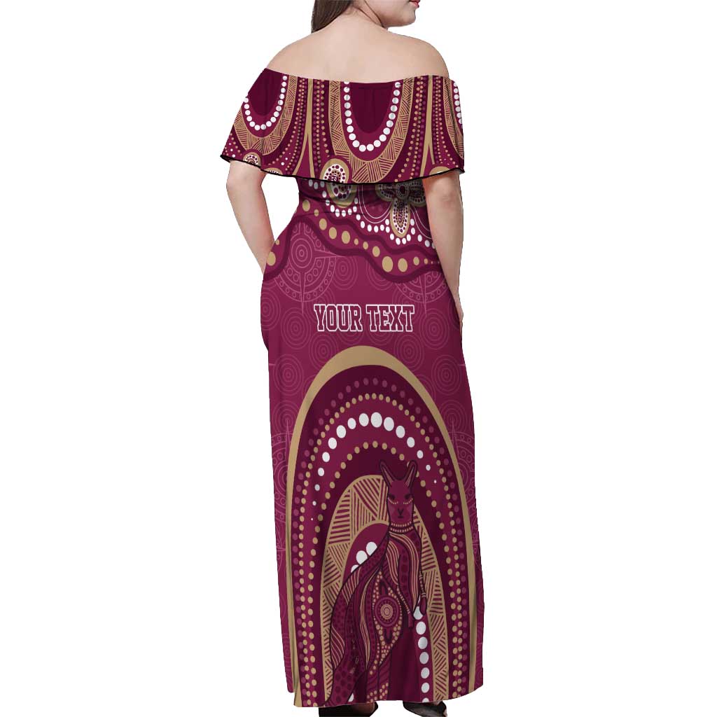 Personalized Australia QLD Rugby Indigenous Series Off Shoulder Maxi Dress Maroons Kangaroos