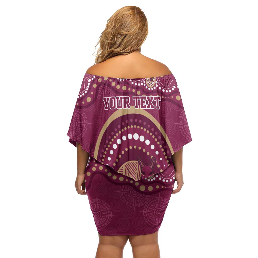 Personalized Australia QLD Rugby Indigenous Series Off Shoulder Short Dress Maroons Kangaroos