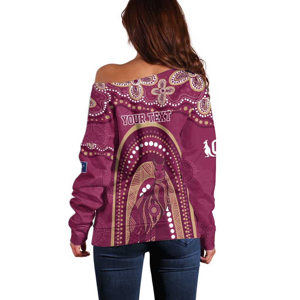 Personalized Australia QLD Rugby Indigenous Series Off Shoulder Sweater Maroons Kangaroos