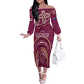 Personalized Australia QLD Rugby Indigenous Series Off The Shoulder Long Sleeve Dress Maroons Kangaroos