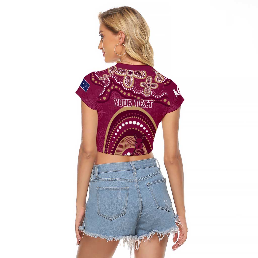 Personalized Australia QLD Rugby Indigenous Series Raglan Cropped T Shirt Maroons Kangaroos