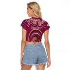 Personalized Australia QLD Rugby Indigenous Series Raglan Cropped T Shirt Maroons Kangaroos