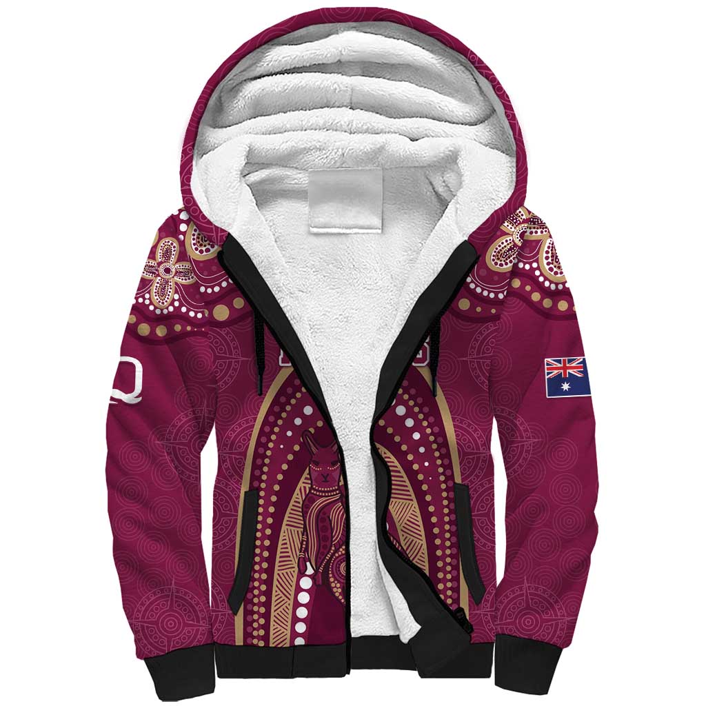 Personalized Australia QLD Rugby Indigenous Series Sherpa Hoodie Maroons Kangaroos
