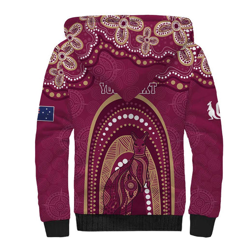 Personalized Australia QLD Rugby Indigenous Series Sherpa Hoodie Maroons Kangaroos
