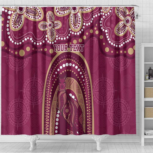 Personalized Australia QLD Rugby Indigenous Series Shower Curtain Maroons Kangaroos