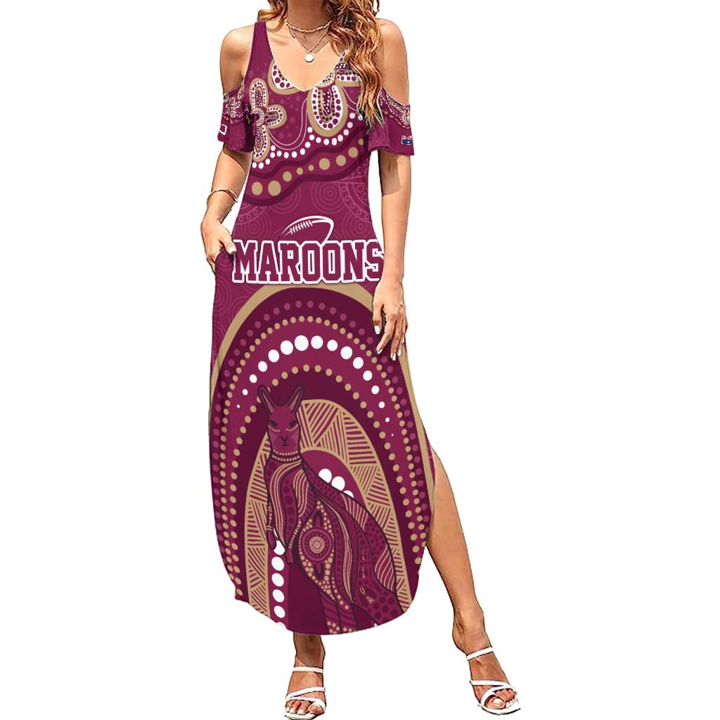 Personalized Australia QLD Rugby Indigenous Series Summer Maxi Dress Maroons Kangaroos