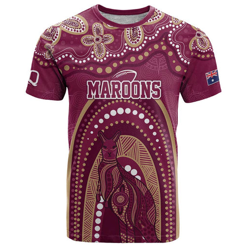 Personalized Australia QLD Rugby Indigenous Series T Shirt Maroons Kangaroos