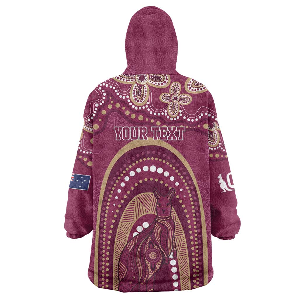 Personalized Australia QLD Rugby Indigenous Series Wearable Blanket Hoodie Maroons Kangaroos