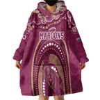 Personalized Australia QLD Rugby Indigenous Series Wearable Blanket Hoodie Maroons Kangaroos