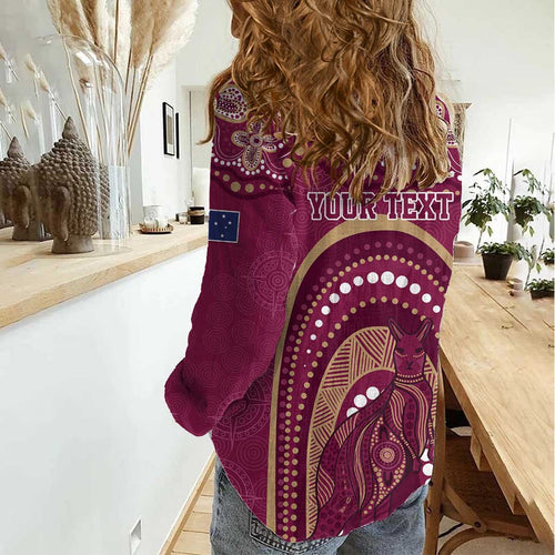 Personalized Australia QLD Rugby Indigenous Series Women Casual Shirt Maroons Kangaroos