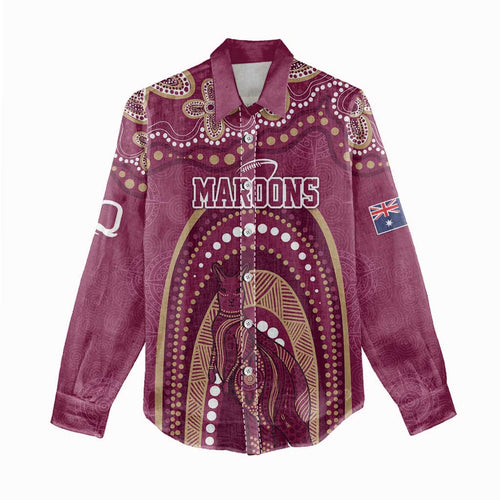 Personalized Australia QLD Rugby Indigenous Series Women Casual Shirt Maroons Kangaroos