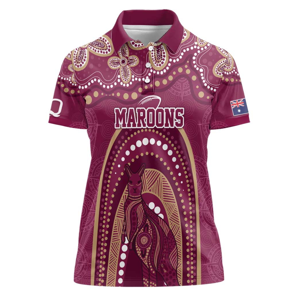 Personalized Australia QLD Rugby Indigenous Series Women Polo Shirt Maroons Kangaroos