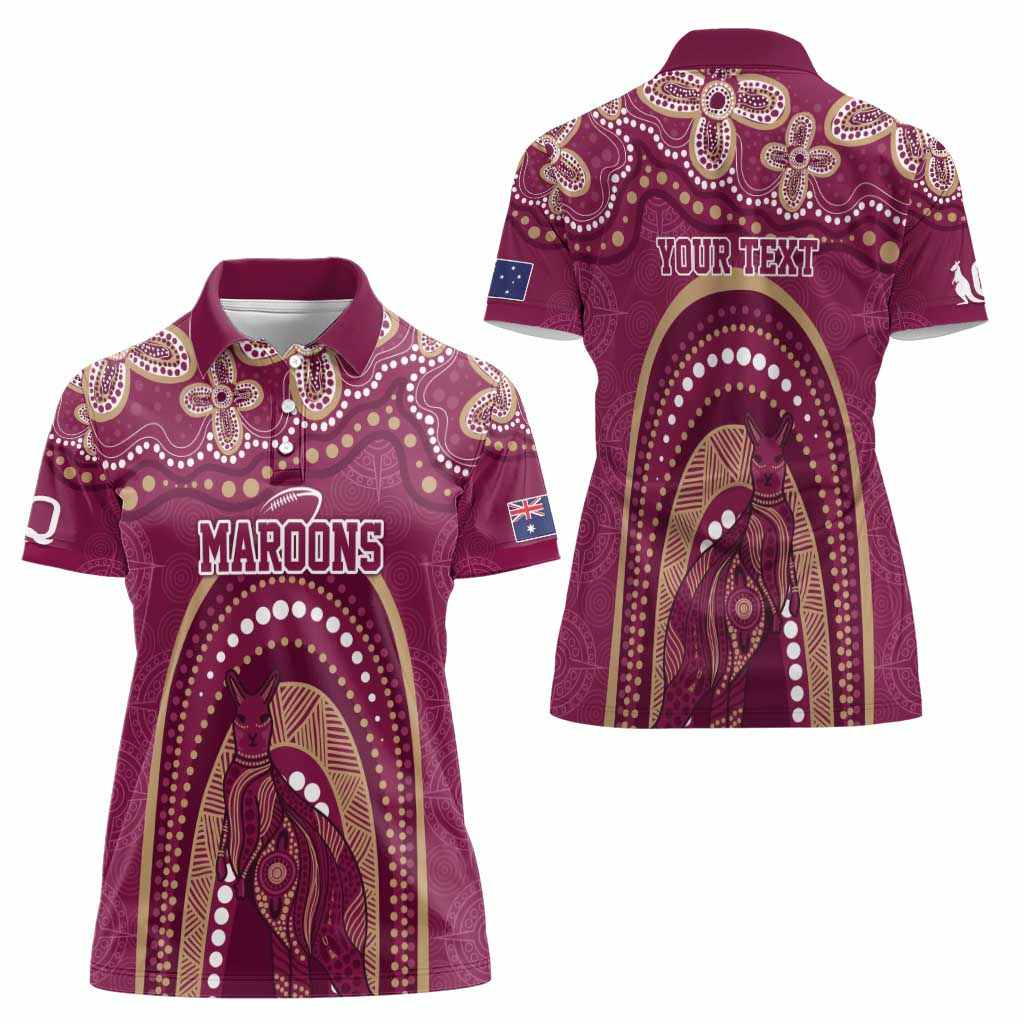 Personalized Australia QLD Rugby Indigenous Series Women Polo Shirt Maroons Kangaroos