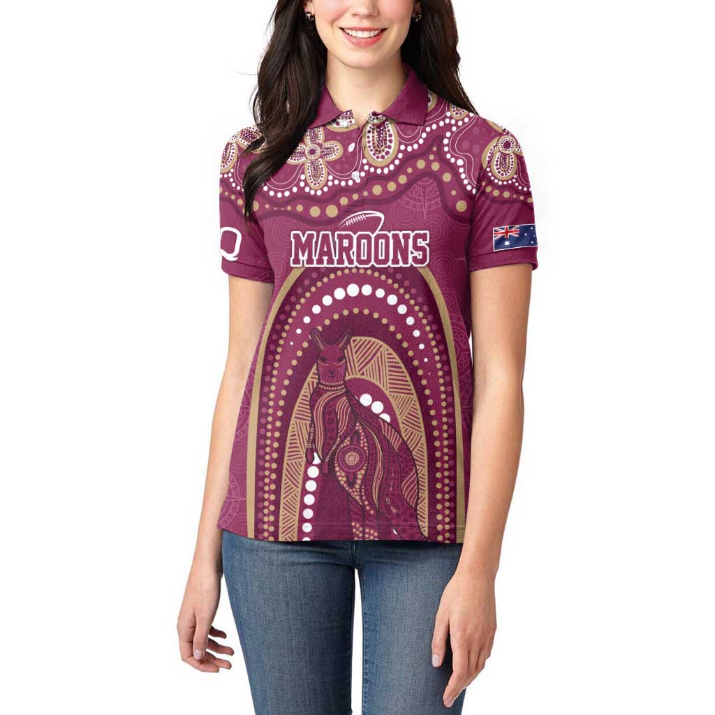 Personalized Australia QLD Rugby Indigenous Series Women Polo Shirt Maroons Kangaroos