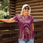 Personalized Australia QLD Rugby Indigenous Series Women Polo Shirt Maroons Kangaroos