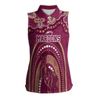 Personalized Australia QLD Rugby Indigenous Series Women Sleeveless Polo Shirt Maroons Kangaroos
