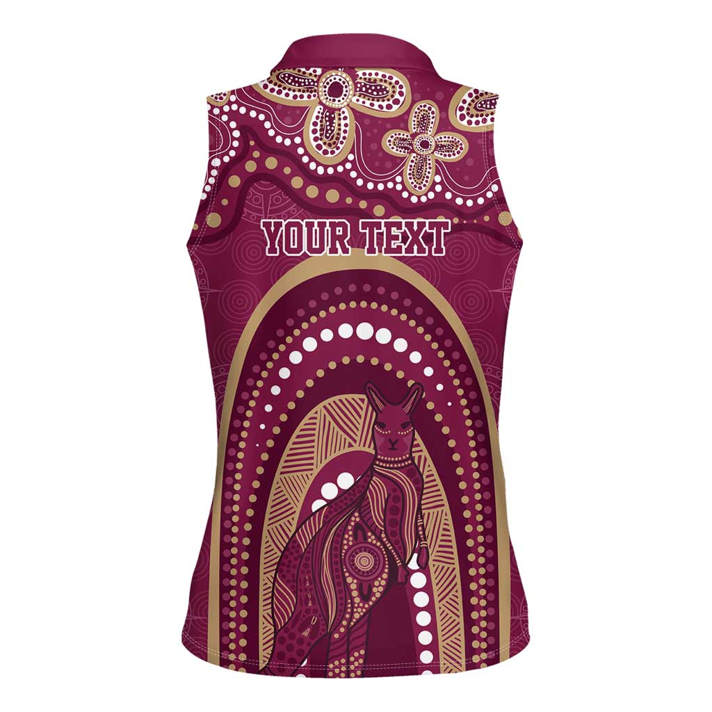 Personalized Australia QLD Rugby Indigenous Series Women Sleeveless Polo Shirt Maroons Kangaroos