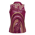 Personalized Australia QLD Rugby Indigenous Series Women Sleeveless Polo Shirt Maroons Kangaroos