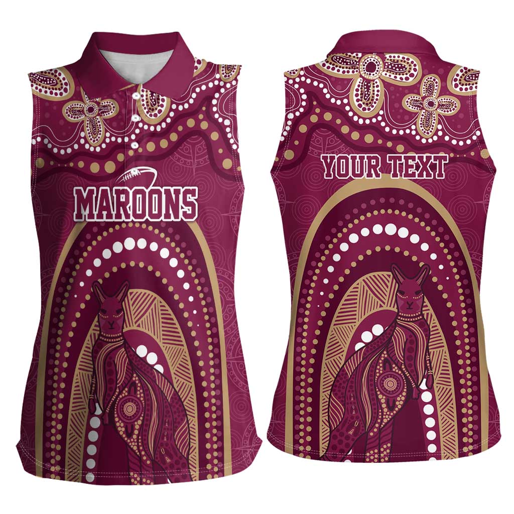 Personalized Australia QLD Rugby Indigenous Series Women Sleeveless Polo Shirt Maroons Kangaroos