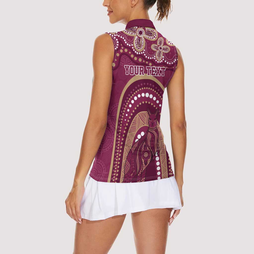 Personalized Australia QLD Rugby Indigenous Series Women Sleeveless Polo Shirt Maroons Kangaroos