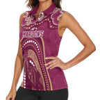 Personalized Australia QLD Rugby Indigenous Series Women Sleeveless Polo Shirt Maroons Kangaroos