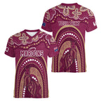 Personalized Australia QLD Rugby Indigenous Series Women V-Neck T-Shirt Maroons Kangaroos