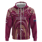 Personalized Australia QLD Rugby Indigenous Series Zip Hoodie Maroons Kangaroos