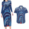 Personalized Australia NSW Rugby Indigenous Series Couples Matching Long Sleeve Bodycon Dress and Hawaiian Shirt Blues Platypus