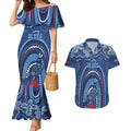 Personalized Australia NSW Rugby Indigenous Series Couples Matching Mermaid Dress and Hawaiian Shirt Blues Platypus