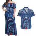 Personalized Australia NSW Rugby Indigenous Series Couples Matching Off Shoulder Maxi Dress and Hawaiian Shirt Blues Platypus