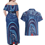 Personalized Australia NSW Rugby Indigenous Series Couples Matching Off Shoulder Maxi Dress and Hawaiian Shirt Blues Platypus