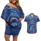 Personalized Australia NSW Rugby Indigenous Series Couples Matching Off Shoulder Short Dress and Hawaiian Shirt Blues Platypus
