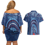 Personalized Australia NSW Rugby Indigenous Series Couples Matching Off Shoulder Short Dress and Hawaiian Shirt Blues Platypus