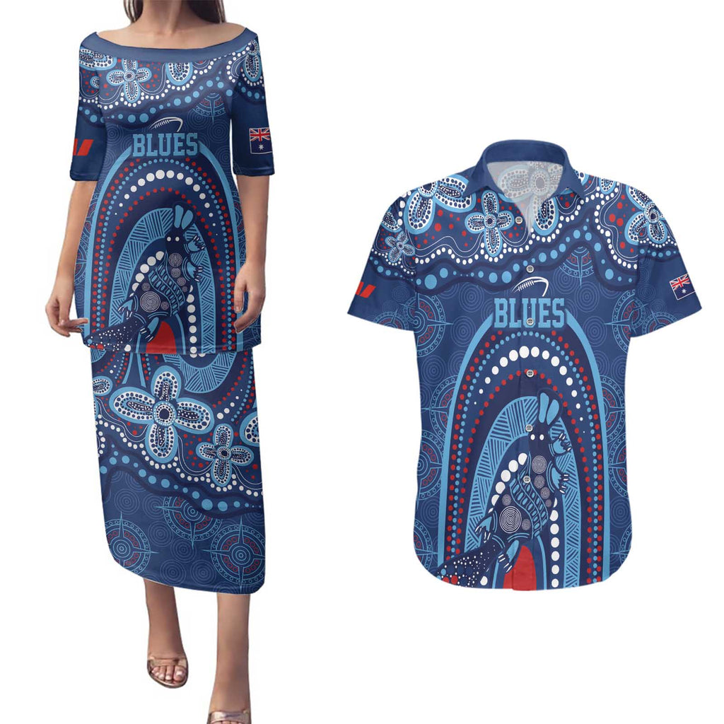 Personalized Australia NSW Rugby Indigenous Series Couples Matching Puletasi and Hawaiian Shirt Blues Platypus